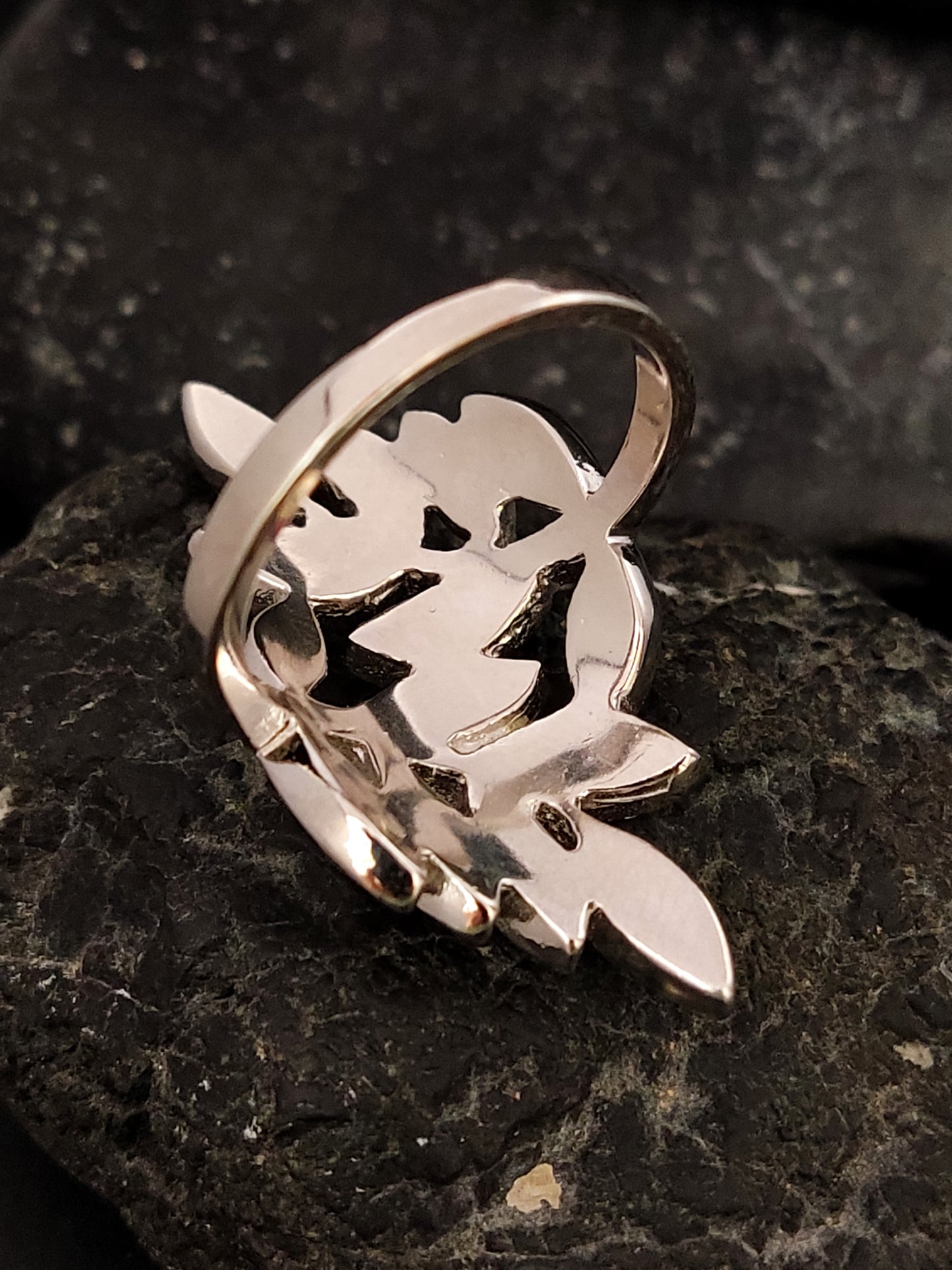 Greek Olive Leaf Leaves White Opal Silver Ring