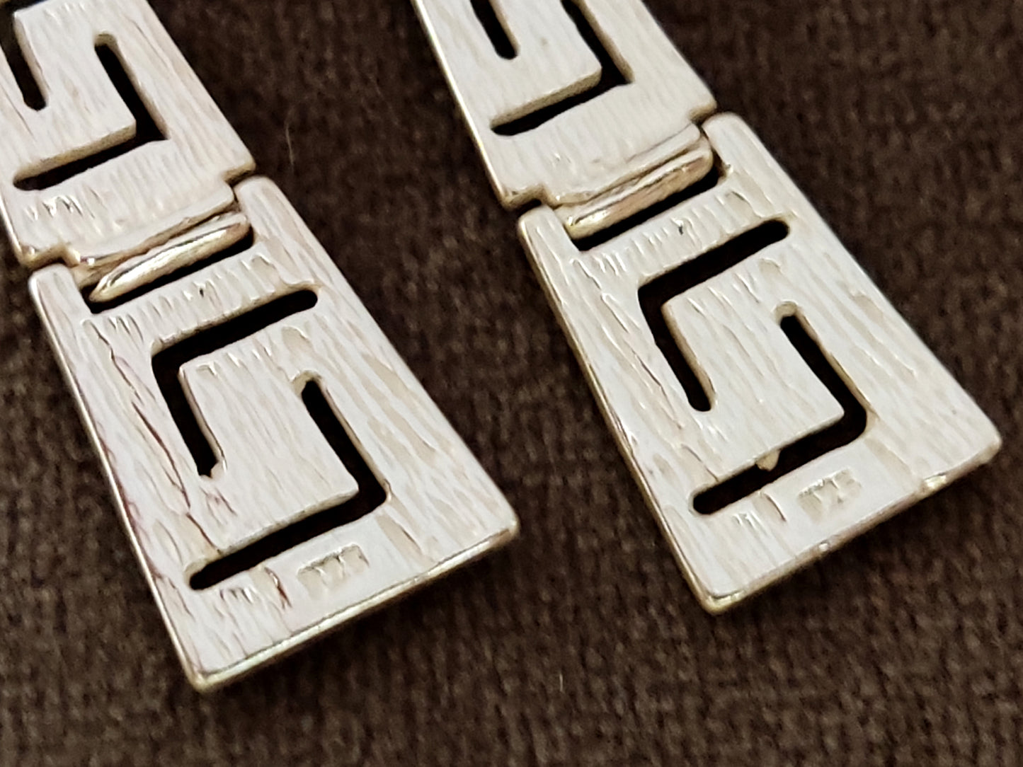 Greek Key Turquoise Gradual Silver Earrings
