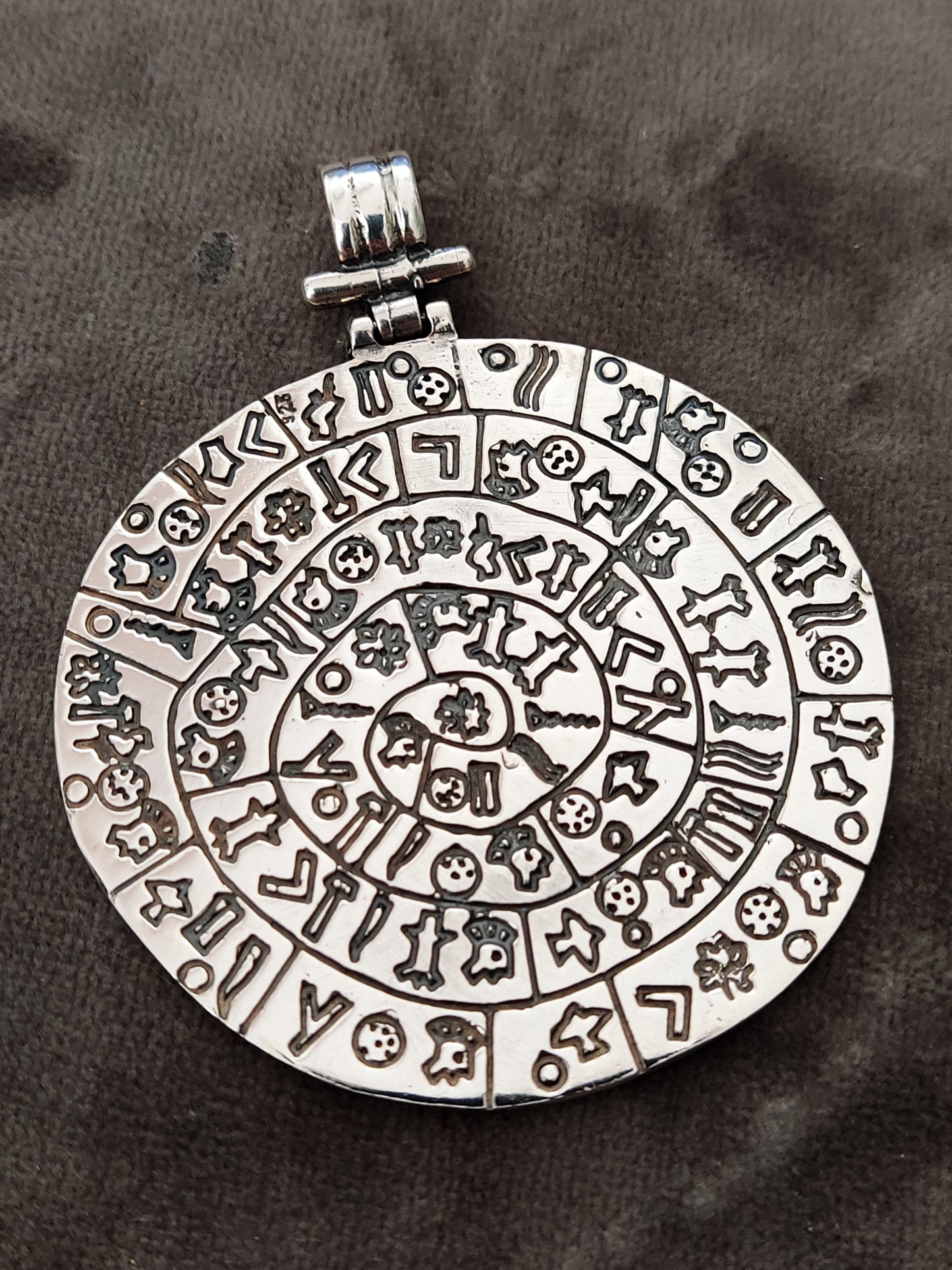 Phaistos Disc Big Silver Pendant 54mm