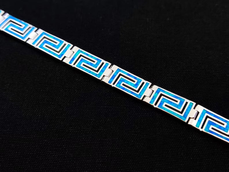 Greek Blue Opal Silver Bracelet
