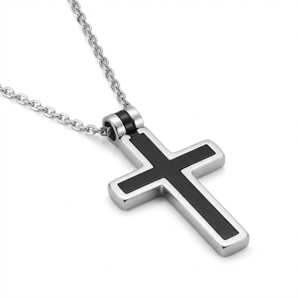 cross necklace on chain minimalist style