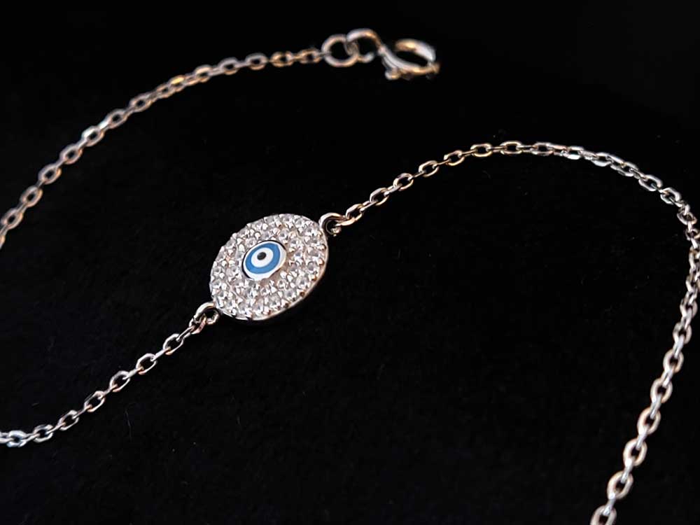 High-quality sterling silver 925 Greek evil eye bracelet