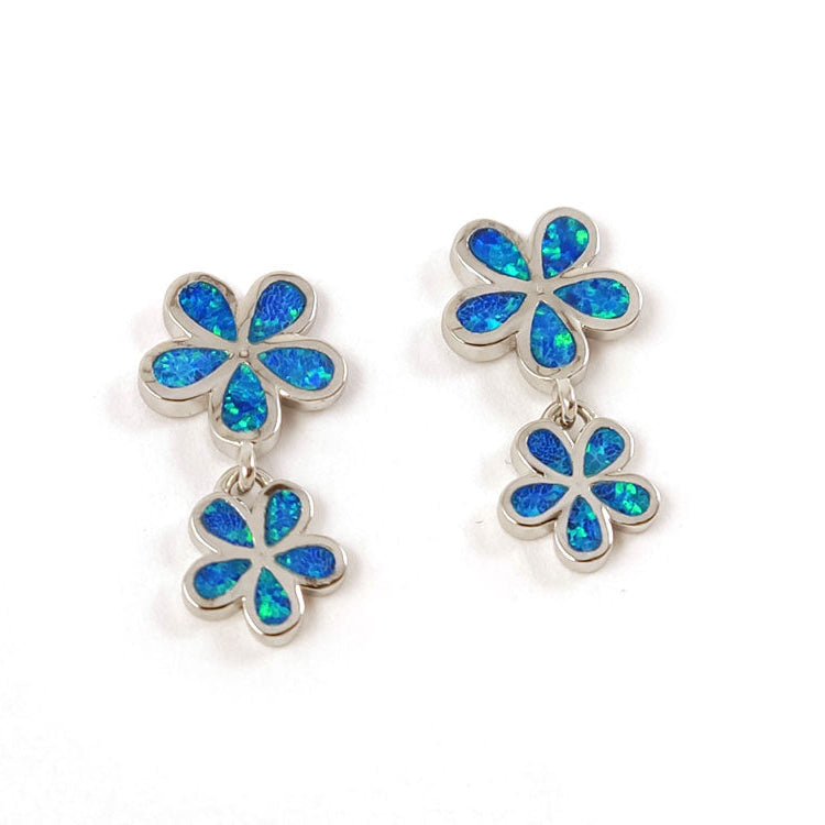 Sterling Silver Blue Opal Stud Earrings in Gift Box – Beautifully crafted Greek opal earrings, perfect for gifting, with free worldwide shipping.