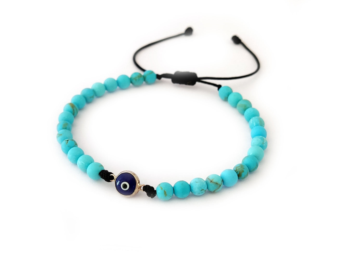 Greek Silver Blue Evil Eye Turquoise Bracelet