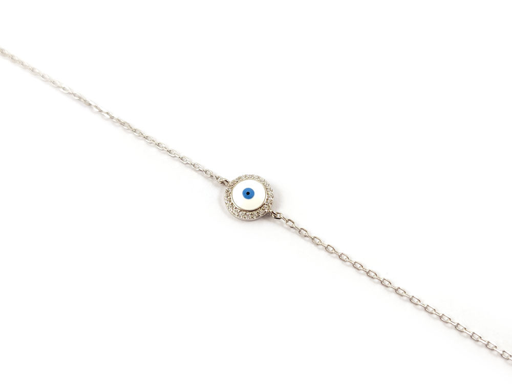 Handmade Greek Silver Evil Eye Charm Bracelet