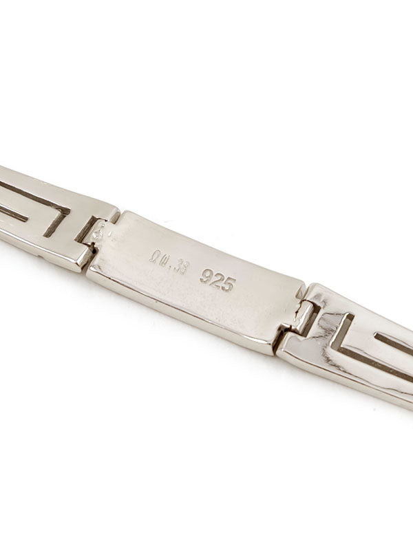 Greek Key Blue Opal Gradual Silver Bracelet