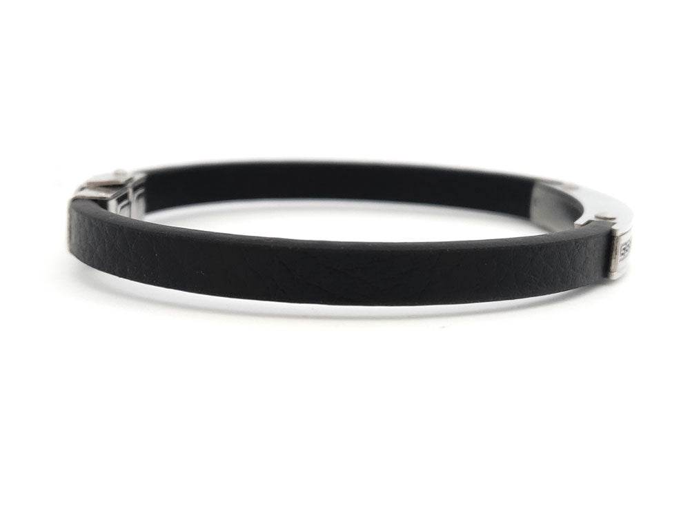 Unisex Greek Key Meander bracelet made in Greece – durable stainless steel and genuine leather