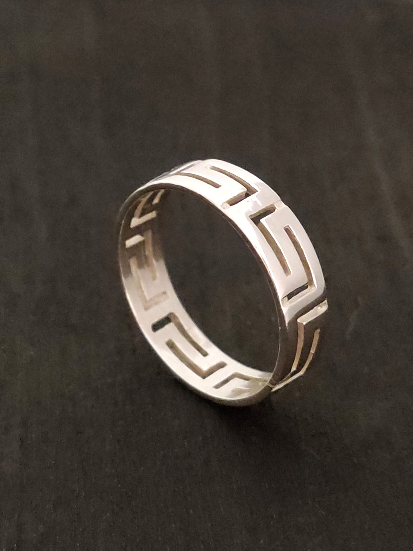 Greek Key Silver Ring 5mm