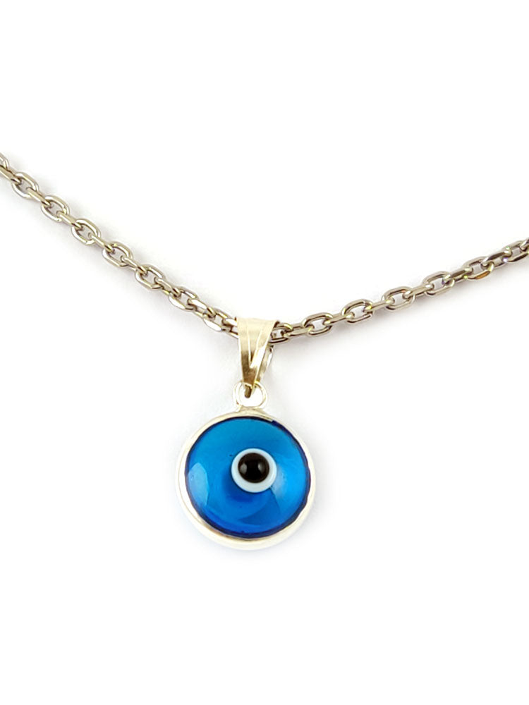 Light Blue Evil Eye Nazar Silver Necklace