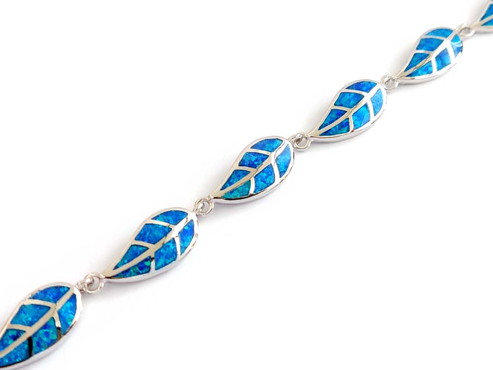 Handmade Greek blue opal bracelet with adjustable clasp