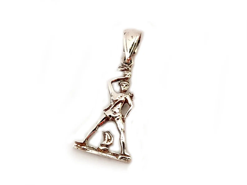 Small Greek silver pendant that depicts the Colossus Of Rhodes from Greece.