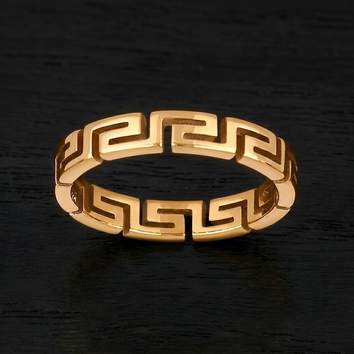 3mm gold plated Greek Key stainless steel ring
