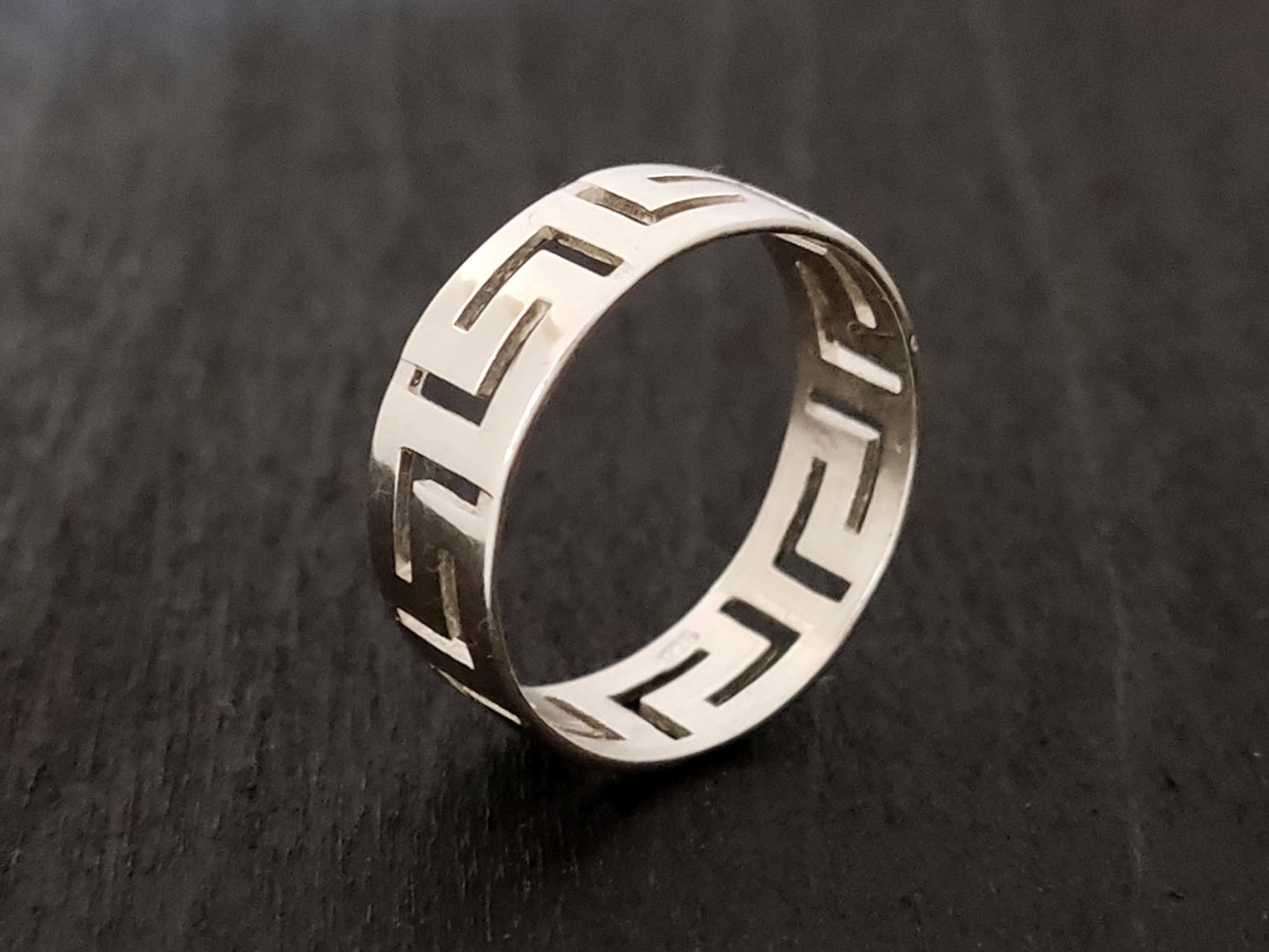 Griechischer Schlüsselring aus Silber, 8 mm