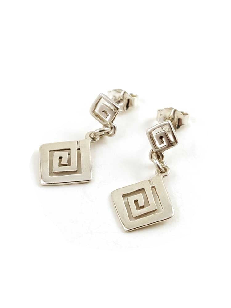 Greek silver dangle earrings from Greece.
