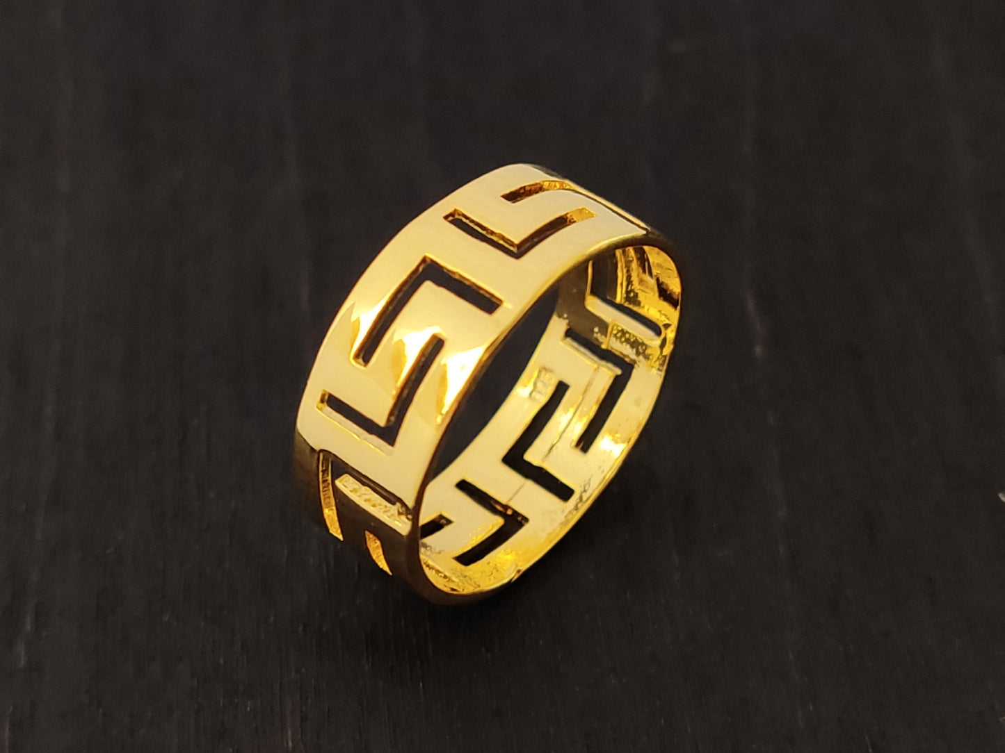 Bague en Argent Plaqué Or Clé Grecque 8mm