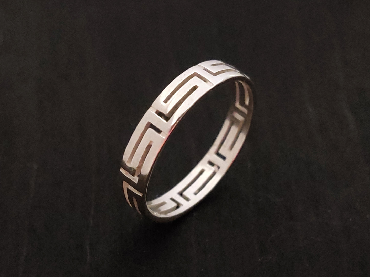 Greek Key Silver Ring 4mm