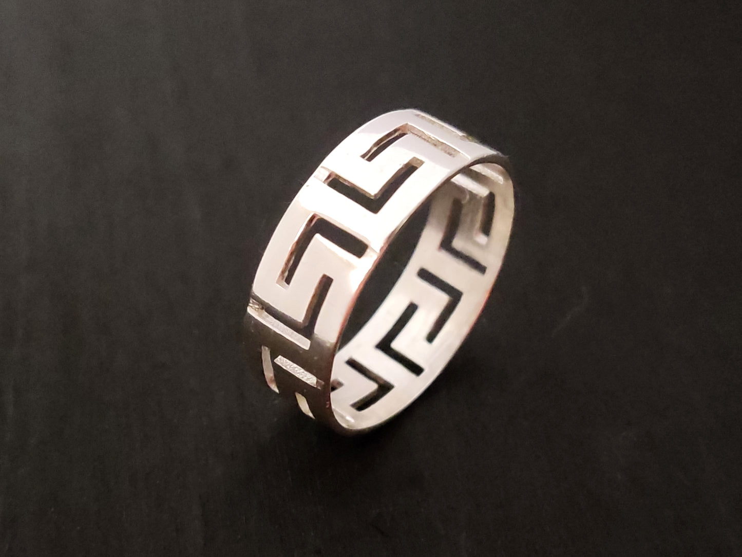 Griechischer Schlüsselring aus Silber, 8 mm