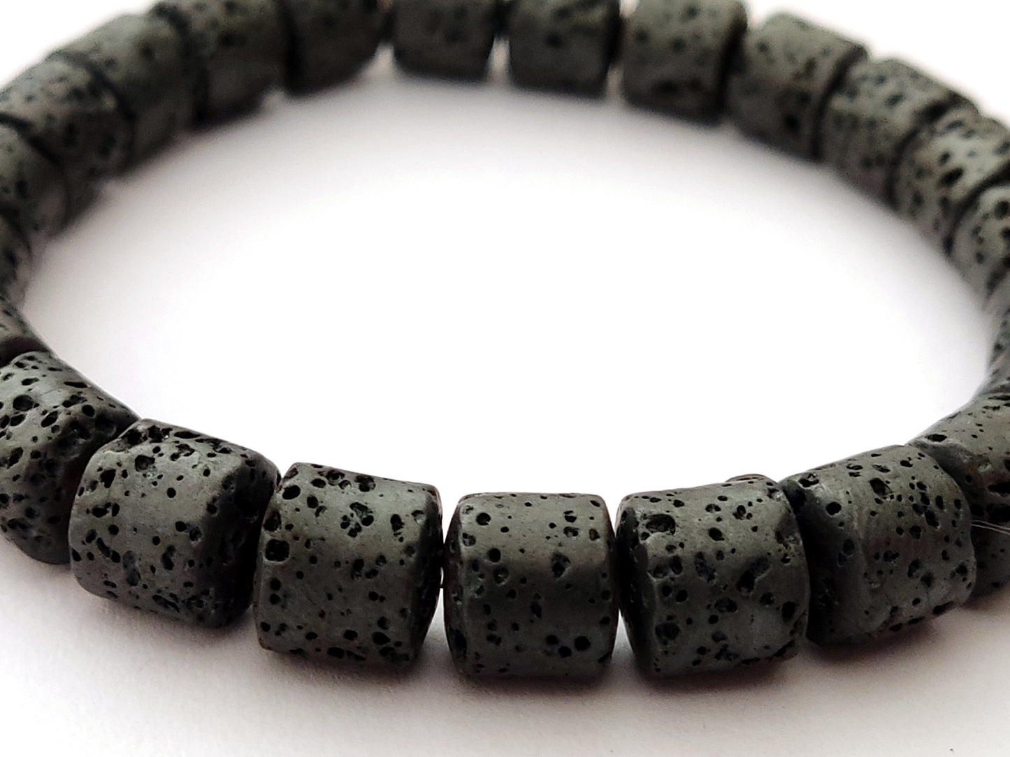 Greek Lava Bracelet Cylinder Stones 8mm