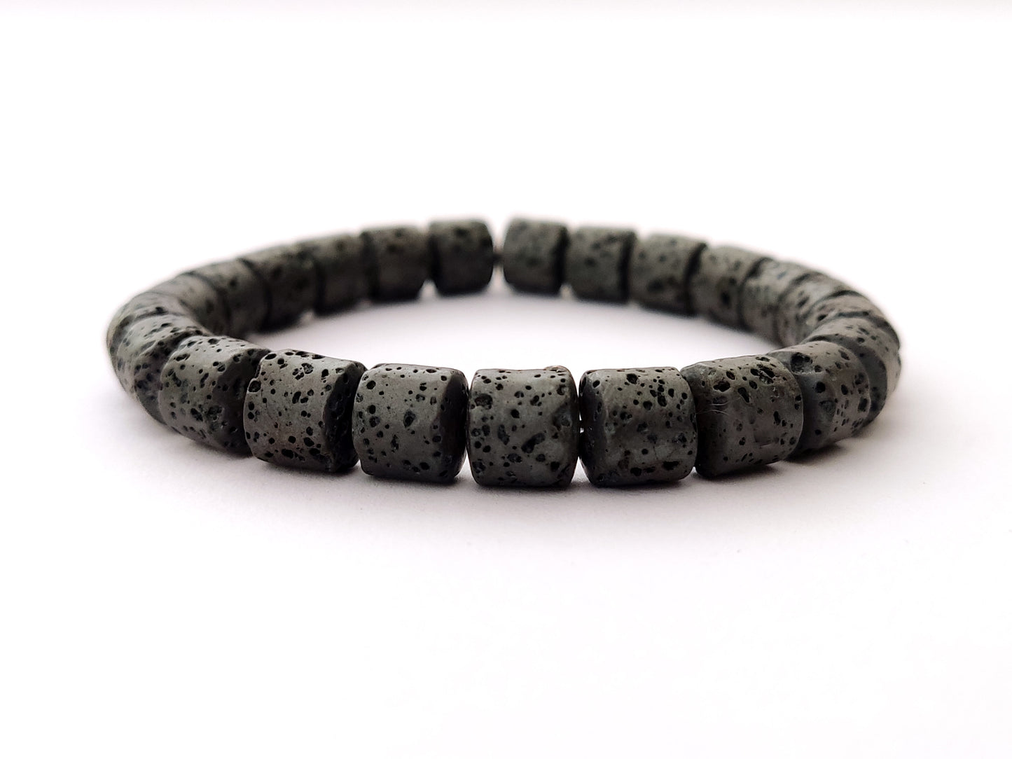 Greek Lava Bracelet Cylinder Stones 8mm