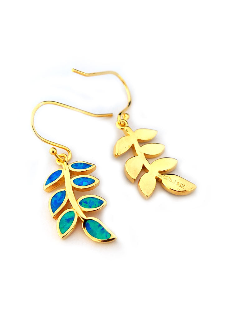 Close view of Greek gold plated sterling silver 925 earrings and the hallmark of authenticity