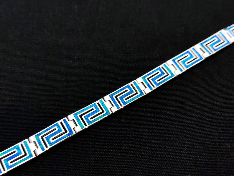 Greek Blue Opal Silver Bracelet