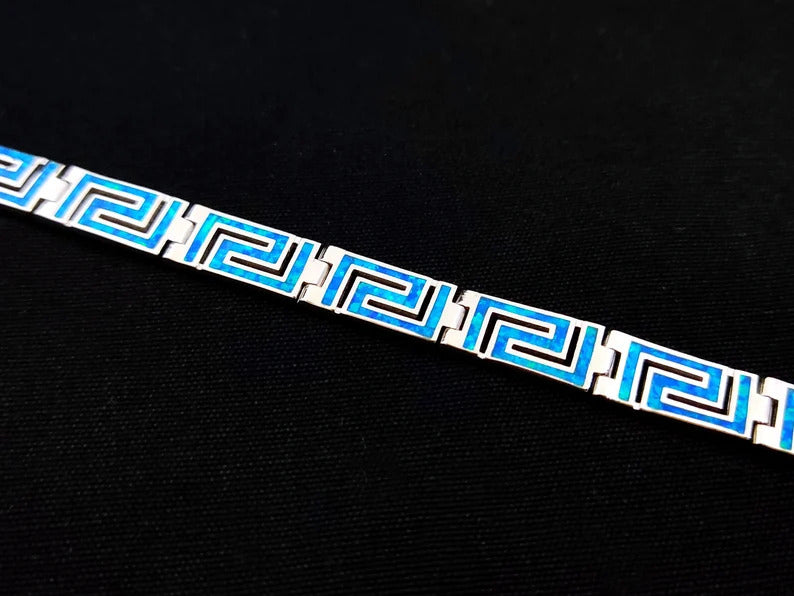 Greek Blue Opal Silver Bracelet
