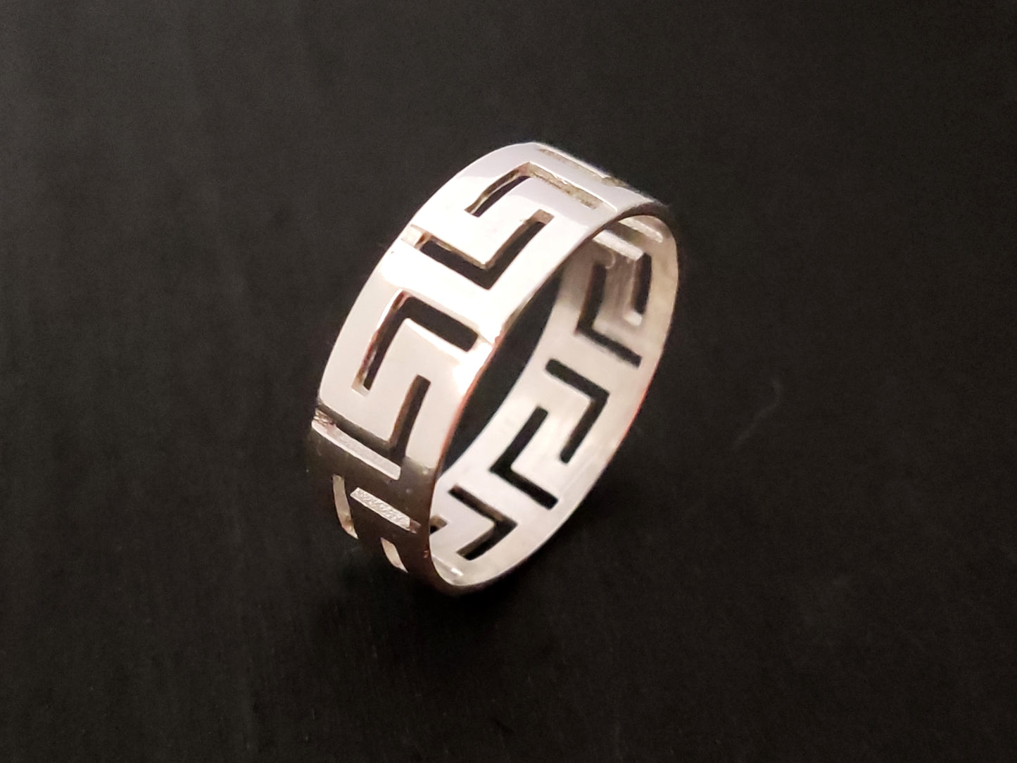 Griechischer Schlüsselring aus Silber, 8 mm