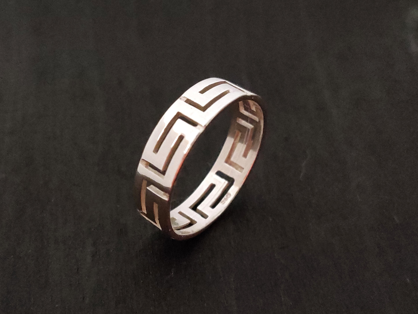 Greek Key Silver Ring 5mm