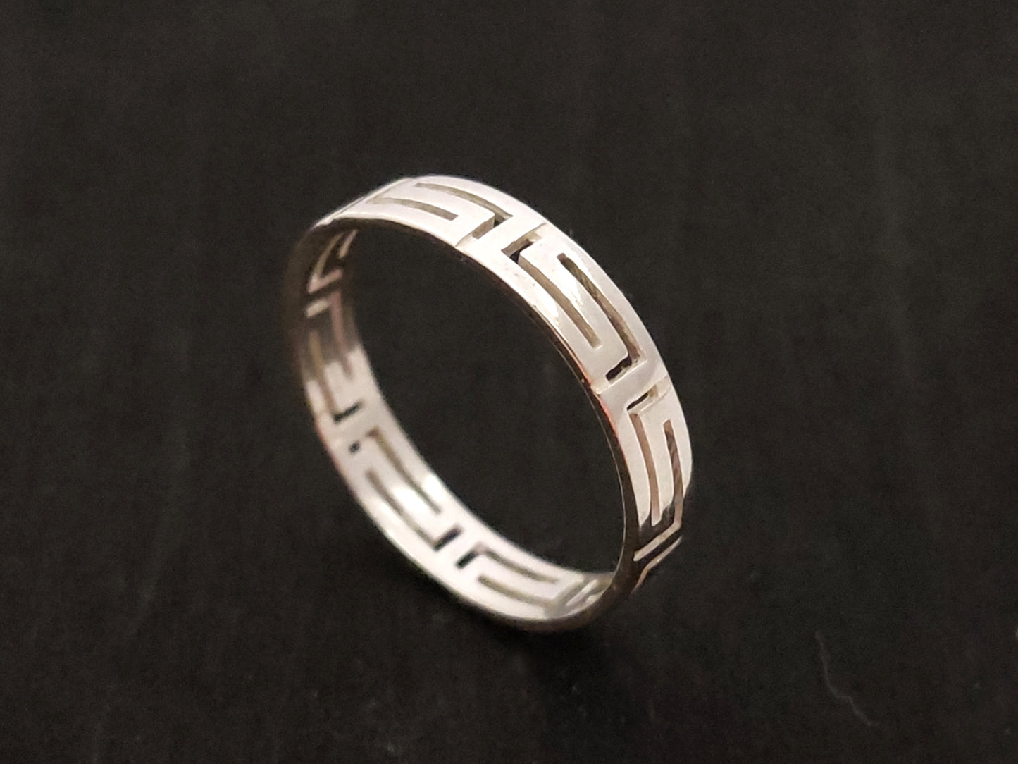 Greek Key Silver Ring 4mm