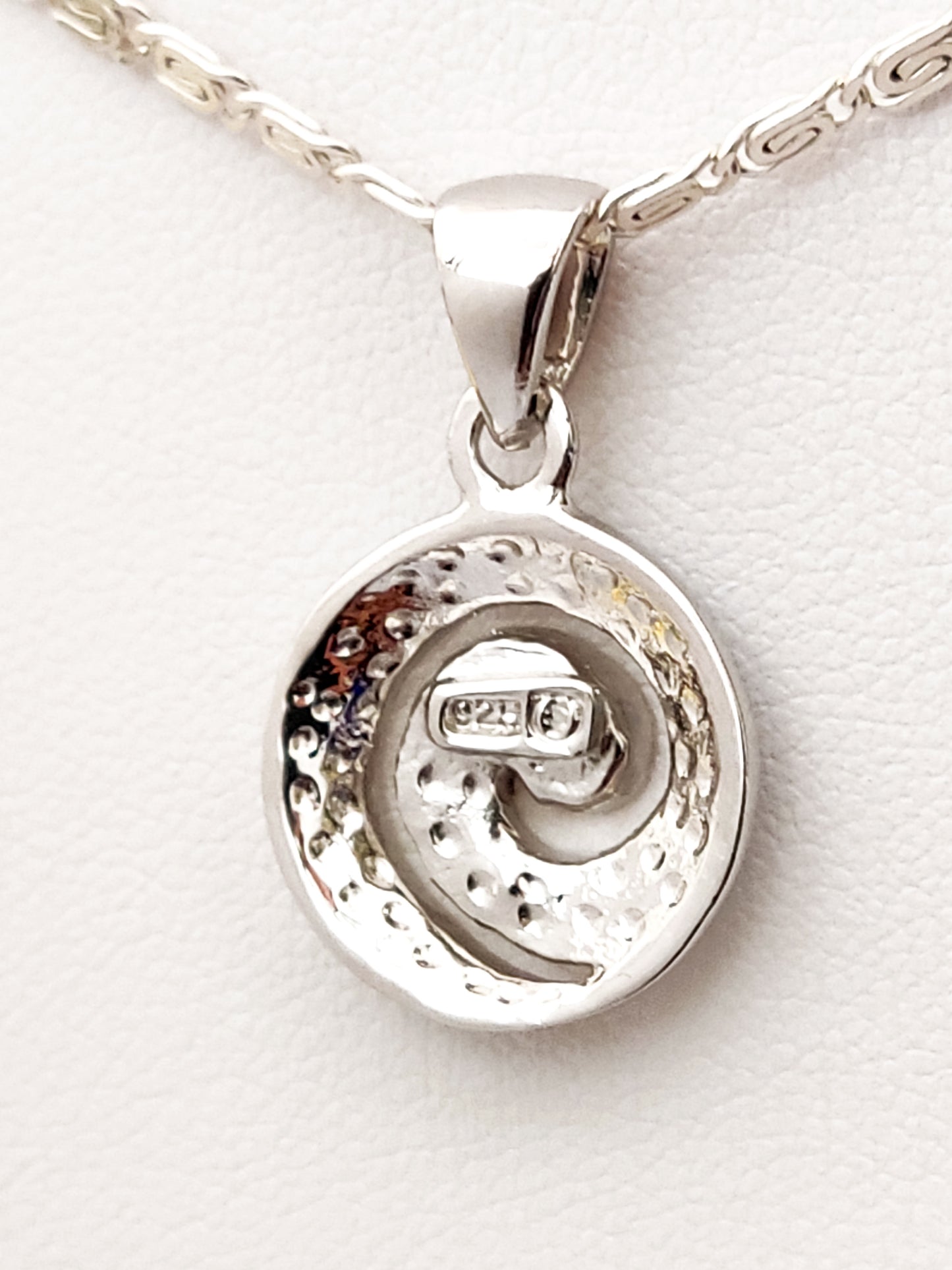 Greek Spiral Blue Opal Silver Pendant Infinity Chain Necklace 15mm