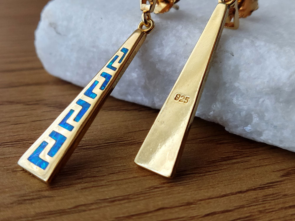 Authentic Greek jewelry silver and blue opal detail