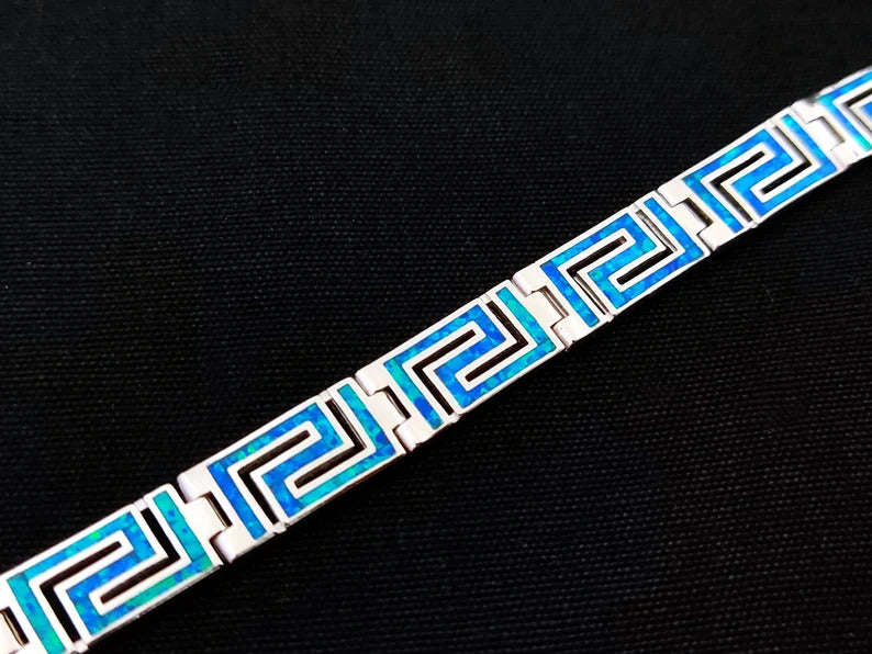 Greek Blue Opal Silver Bracelet