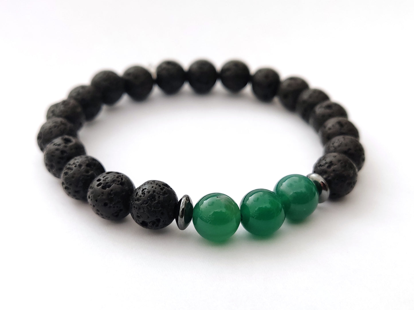 Greek Lava Green Agate Natural Stones Bracelet 8mm