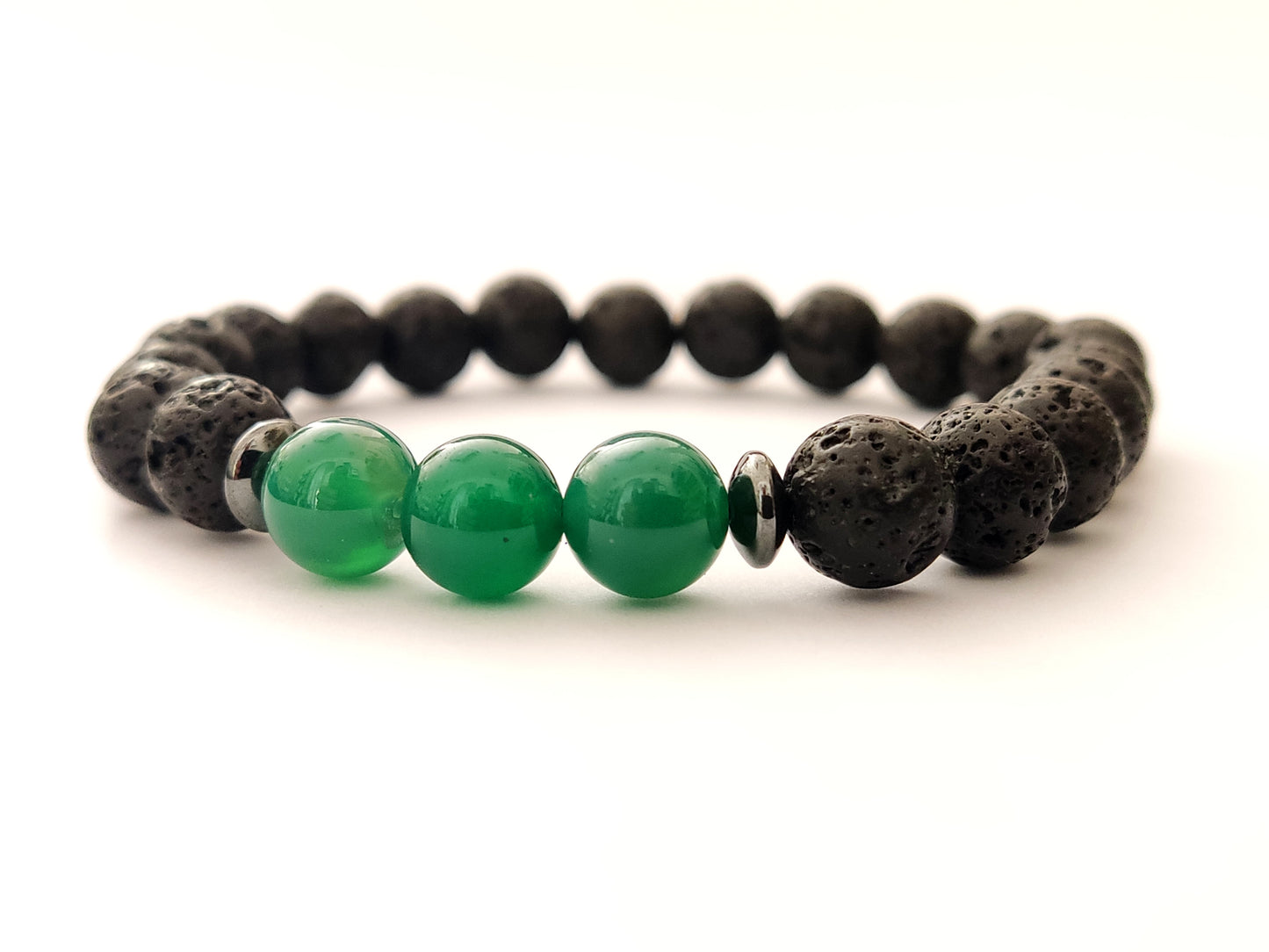 Greek Lava Green Agate Natural Stones Bracelet 8mm