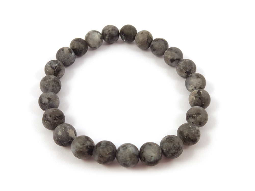 Elegant Larvikite bracelet with natural gray stones, designed for durability and timeless style.
