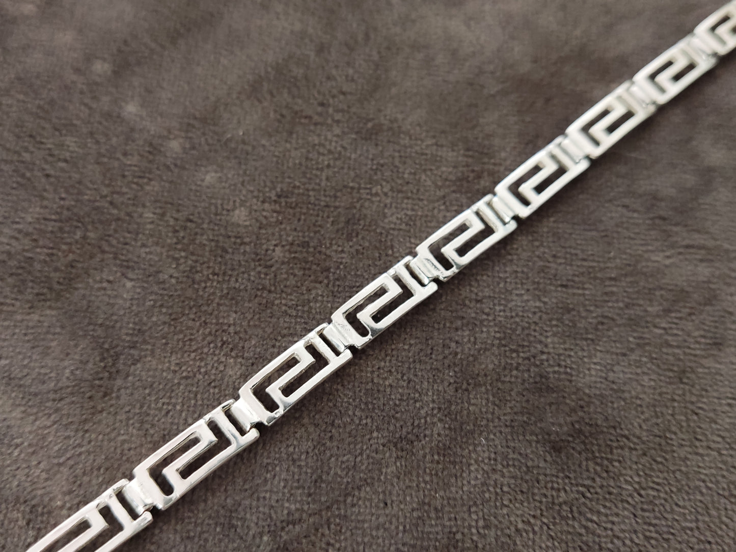 Sterling Silver 925 Greek Key Bracelet 6mm