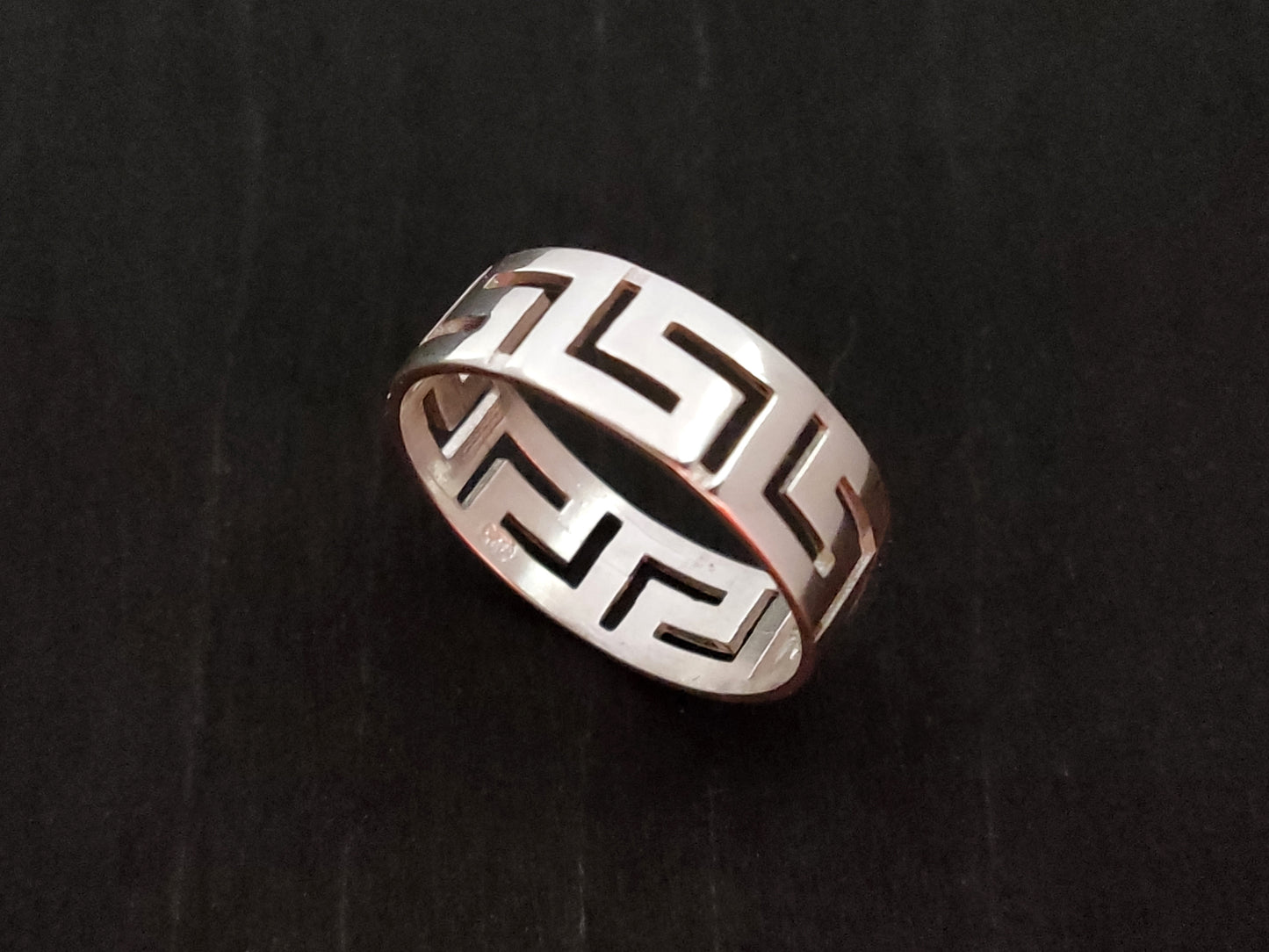 Griechischer Schlüsselring aus Silber, 8 mm