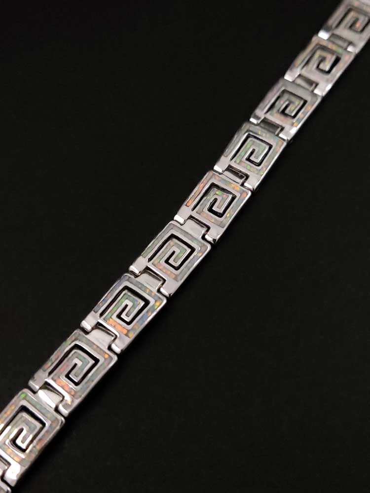 Greek White Opal Silver Bracelet 8mm