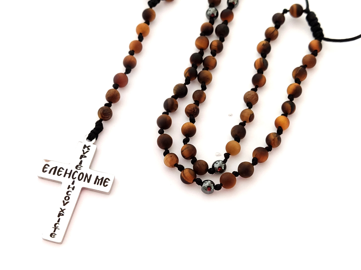 Greek Cross Tiger Eye Necklace