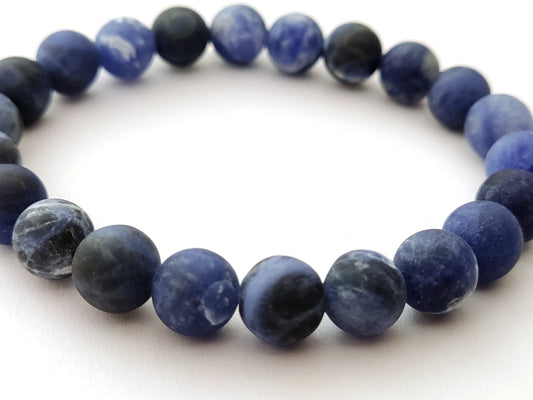 Greek bracelet made with genuine blue matt sodalite stones measuring 8mm.