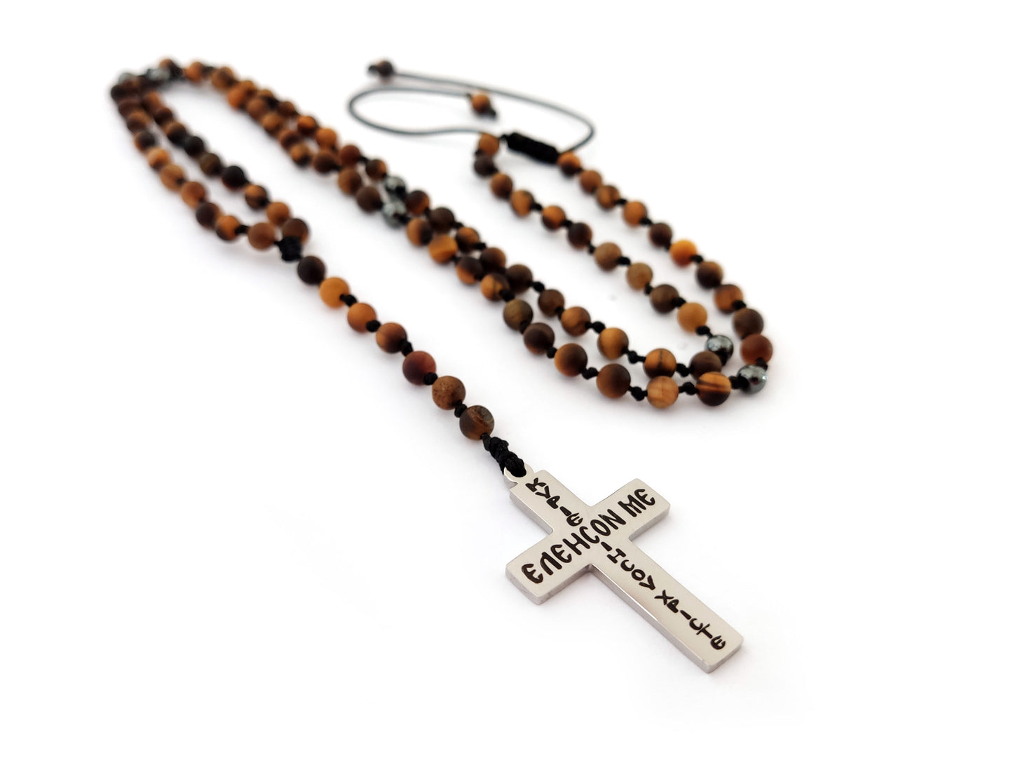 Greek Cross Tiger Eye Necklace