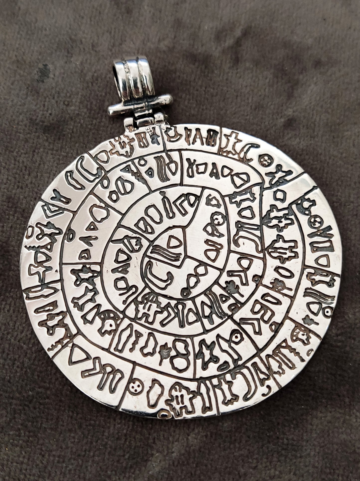 Phaistos Disc Big Silver Pendant 54mm