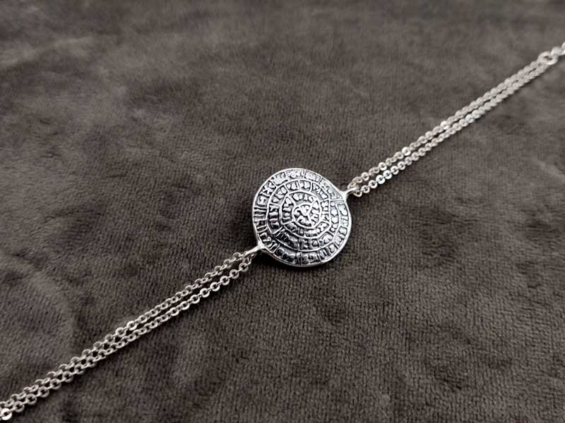 Bracelet chaîne en argent disque Phaistos 20 mm