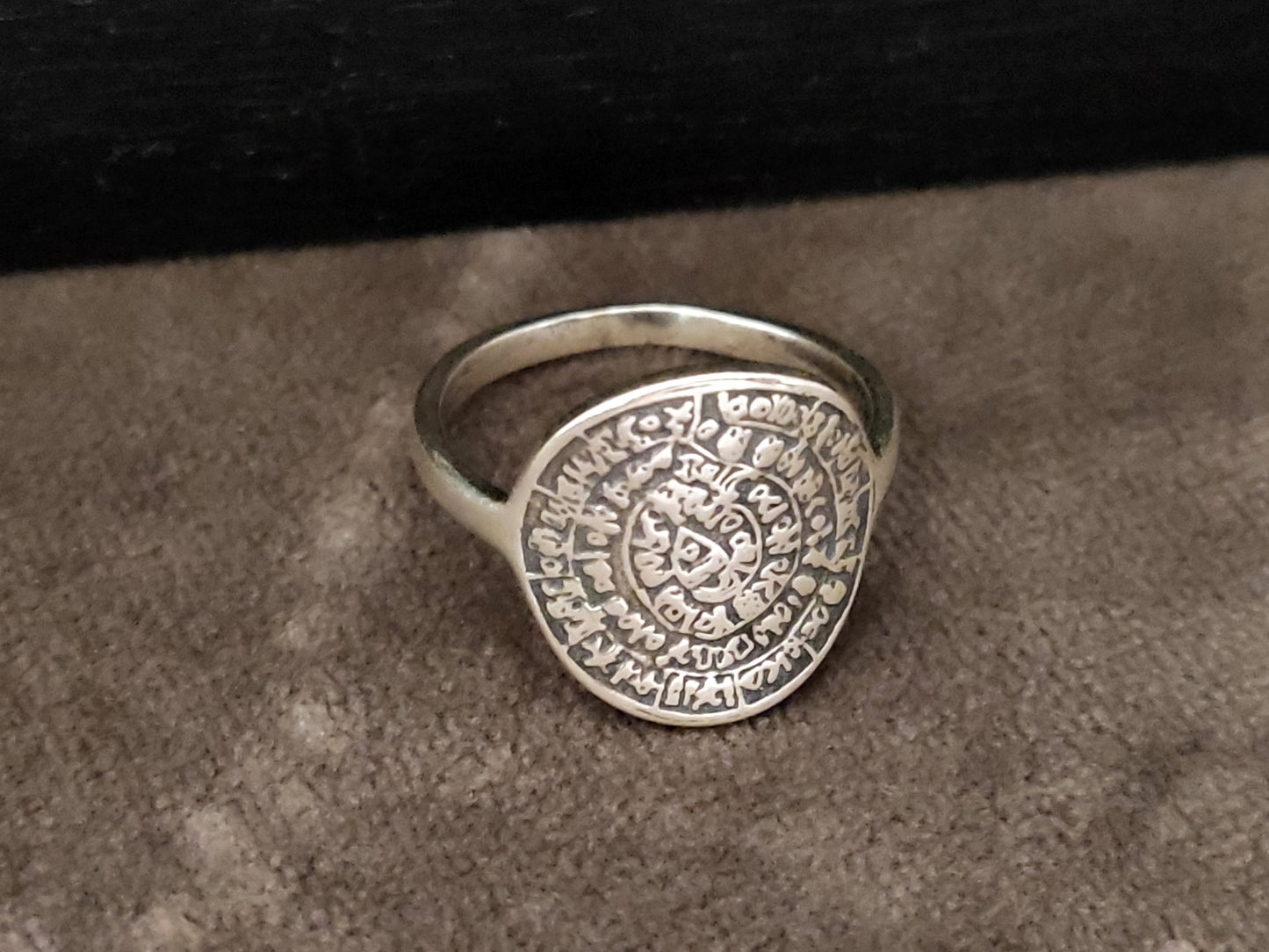 Phaistos Disc Silver Greek Ring 15mm