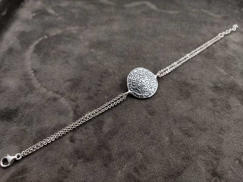 Bracelet chaîne en argent disque Phaistos 20 mm