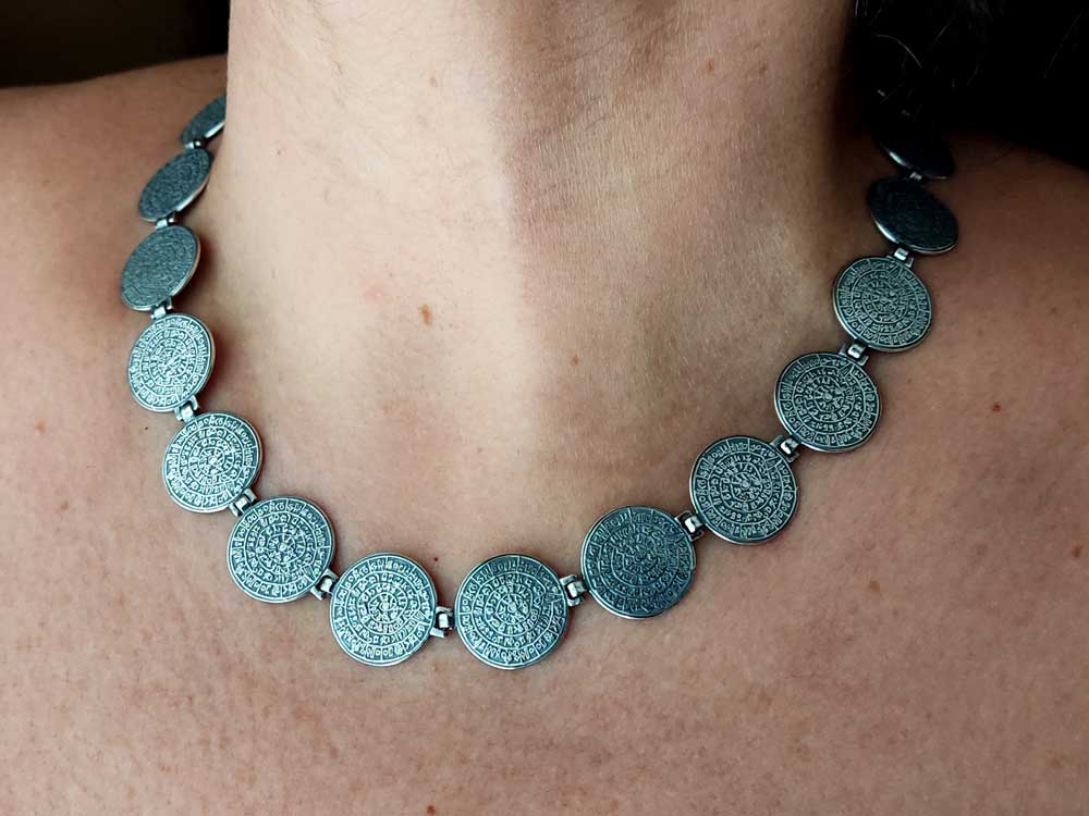 Collier en argent disque Phaistos 16 mm