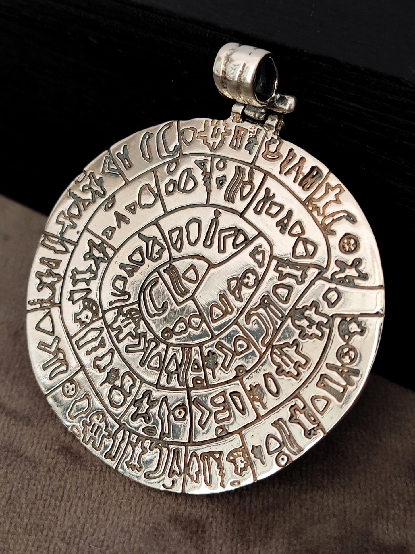 Phaistos Disc Big Silver Pendant 54mm
