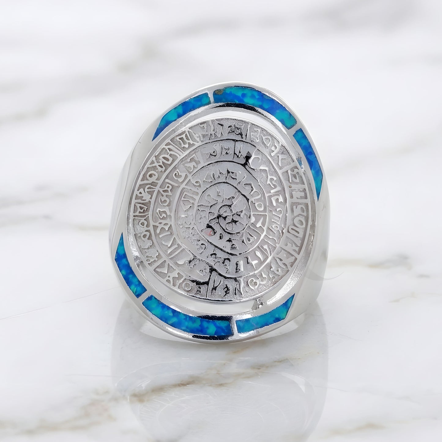 Greek sterling silver 925 ring with blue opal