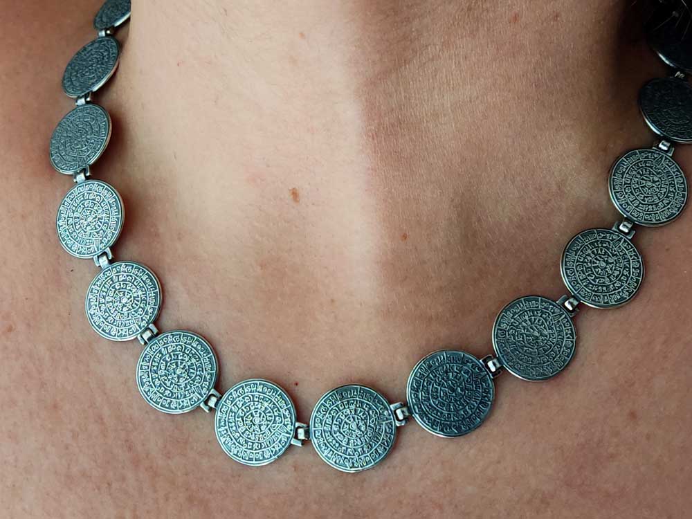 Collier en argent disque Phaistos 16 mm