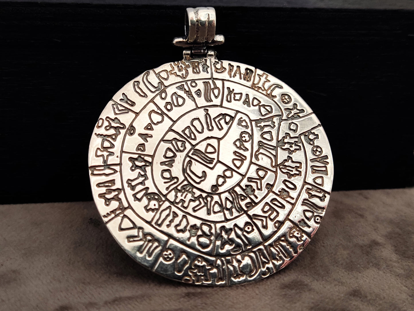 Phaistos Disc Big Silver Pendant 54mm
